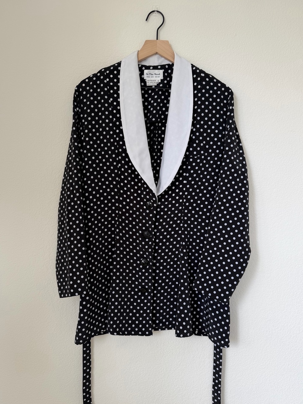 In The Mood Polka Dot Longline Blazer Retro Monochrome Statement Jacket Size 14